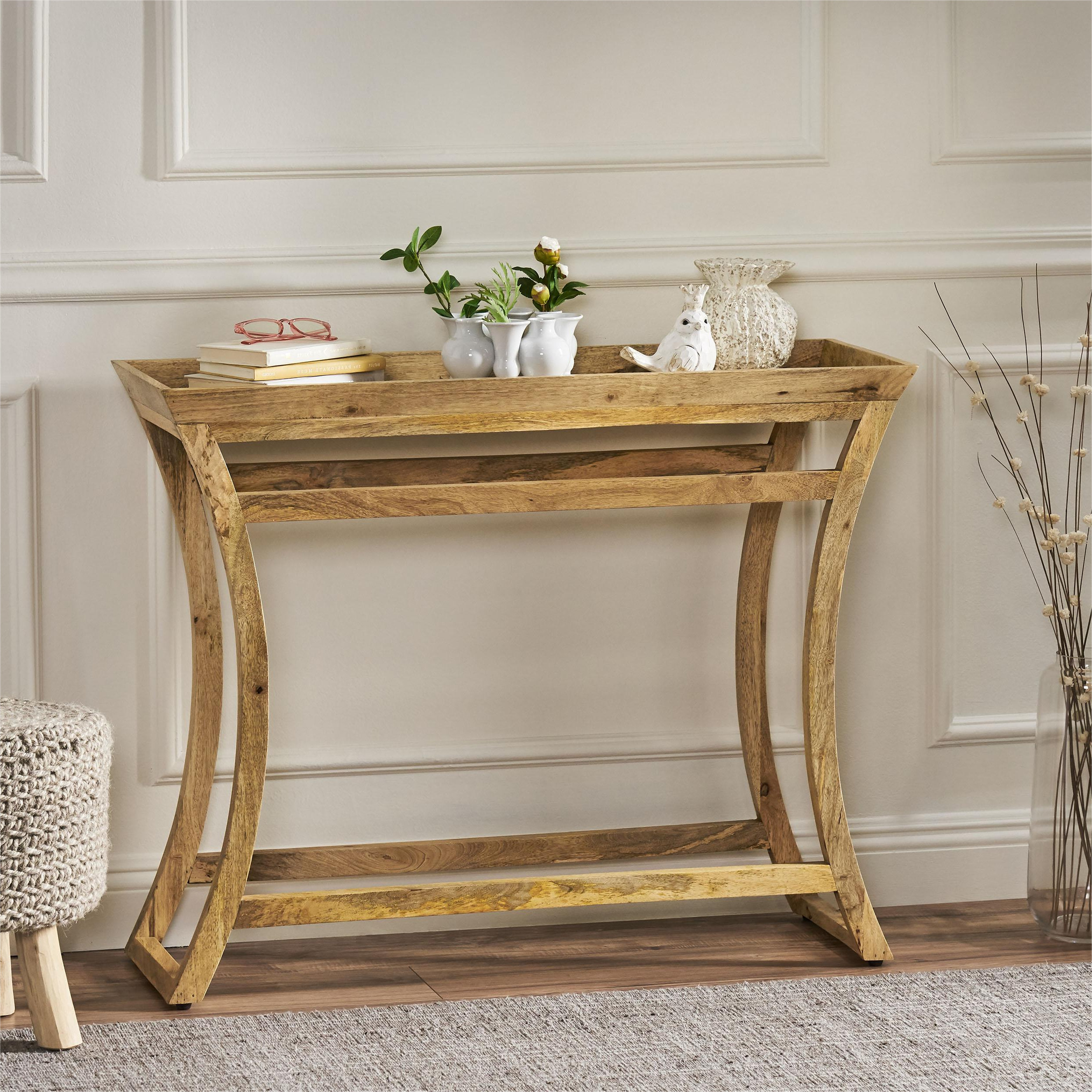 Mercer41 Janellys 42" Narrow Mango Wood Console Table for Entryway